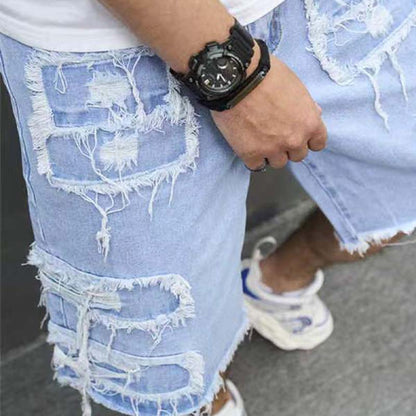 💎 -50% ON MEN'S RIPPED DENIM SHORTS! 💎 Bold Distressed Design, Breathable Cotton Blend & Straight-Leg Fit for Summer Street Style ✨