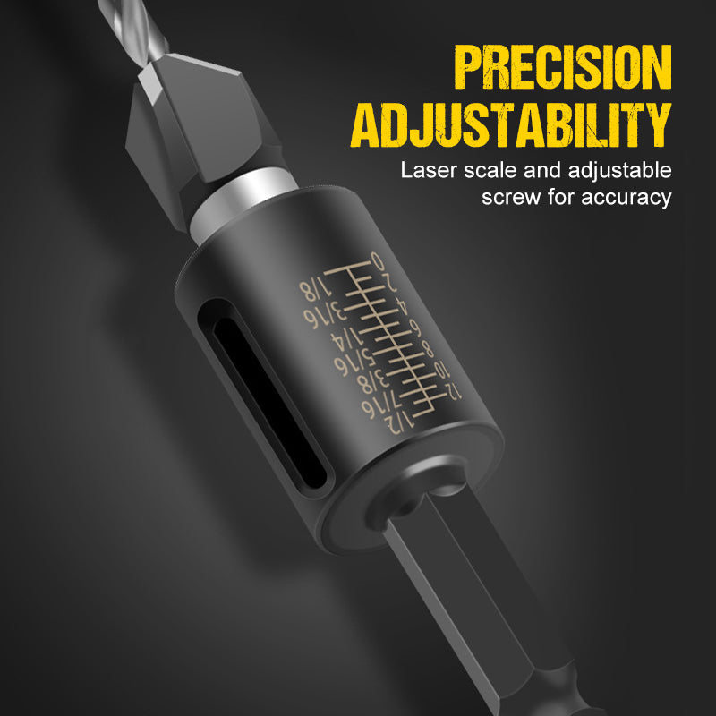 🔧 50% OFF NOW! 🔩 Wood Countersink Drill Bit Set – Auto Depth Stop, 4-Cutting-Edge & Precision Adjustable 🛠️