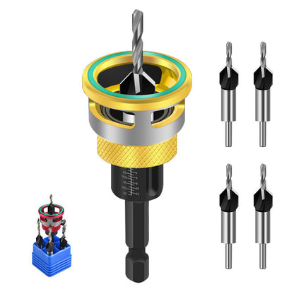 🔧 50% OFF NOW! 🔩 Wood Countersink Drill Bit Set – Auto Depth Stop, 4-Cutting-Edge & Precision Adjustable 🛠️