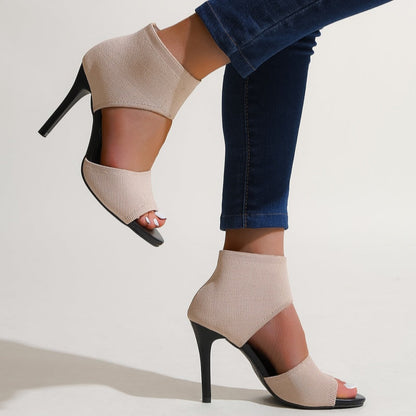 👠 50% OFF NOW! 🐆 Women's Stylish Slim Heel Sandals – Open-Toe, Elasticized Upper & No Instep Snagging ✨