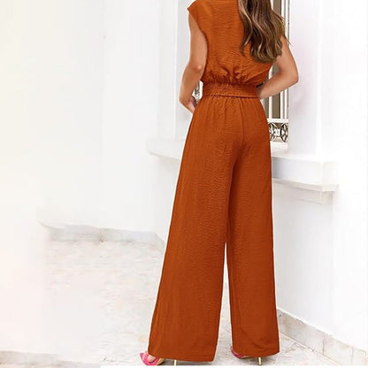 👗 53% OFF NOW! Women's Linen Two-Piece Set – Tie-Front Top & High-Waist Wide-Leg Pants 🌿