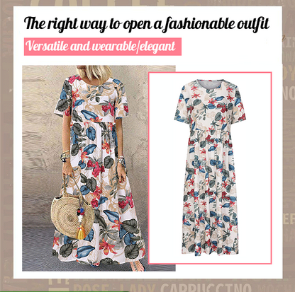 👗 50% OFF NOW! 🌿 | Pure Cotton Long Skirt – Vintage Print & Relaxed Fit 🌸