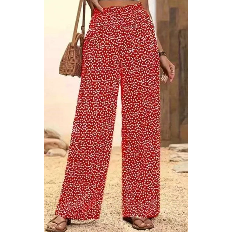 Women's Smocked High Waist Wide Leg Pants