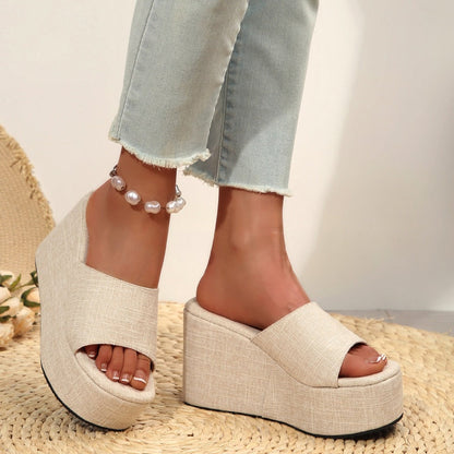 🌸Spring Sale 52% OFF🐆👡Women's Open-Toe Slip-On Platform Wedge Sandals✨🎁