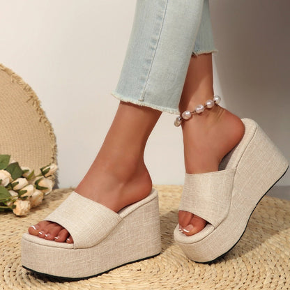 🌸Spring Sale 52% OFF🐆👡Women's Open-Toe Slip-On Platform Wedge Sandals✨🎁