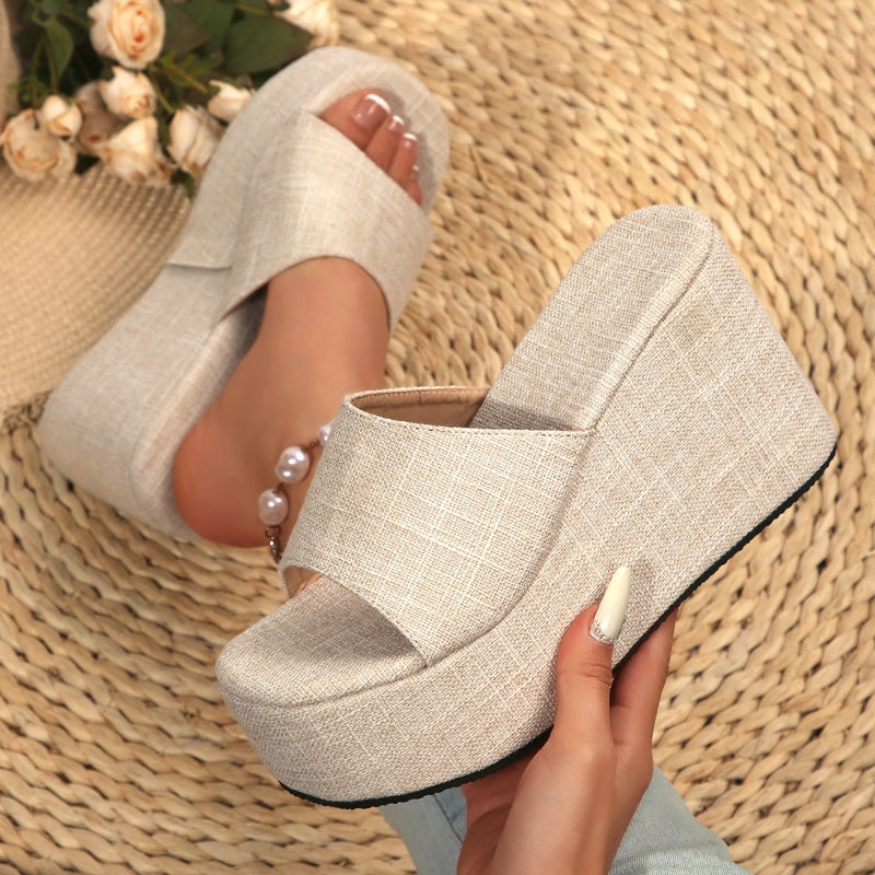 🌸Spring Sale 52% OFF🐆👡Women's Open-Toe Slip-On Platform Wedge Sandals✨🎁