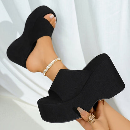 🌸Spring Sale 52% OFF🐆👡Women's Open-Toe Slip-On Platform Wedge Sandals✨🎁