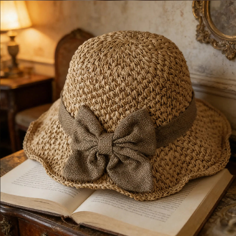 👒⏰ 50% OFF LIMITED TIME! Elegant Woven Straw Hat with Bow – Wide Brim, Adjustable & Foldable for Summer & Travel ✨