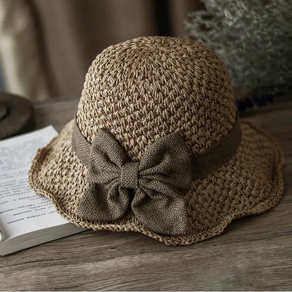 👒⏰ 50% OFF LIMITED TIME! Elegant Woven Straw Hat with Bow – Wide Brim, Adjustable & Foldable for Summer & Travel ✨