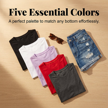 👕⏰ 57% OFF LIMITED TIME! 5-Pack Solid Color Cotton T-Shirts – Premium Basics, Comfort Fit & Wardrobe Essentials 🧺