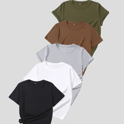 👕⏰ 57% OFF LIMITED TIME! 5-Pack Solid Color Cotton T-Shirts – Premium Basics, Comfort Fit & Wardrobe Essentials 🧺