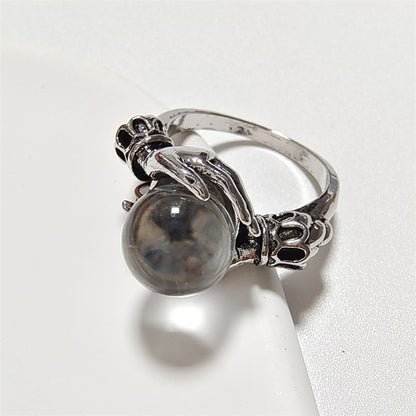 💍 50% OFF NOW! 🔮 Gothic Crystal Ball Hand Ring – Adjustable fit, sparkling gem & vintage vibes – perfect for witchy style, costumes or everyday edgy accessorizing 🖤