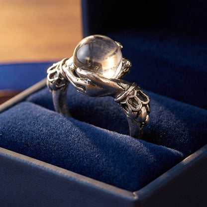 💍 50% OFF NOW! 🔮 Gothic Crystal Ball Hand Ring – Adjustable fit, sparkling gem & vintage vibes – perfect for witchy style, costumes or everyday edgy accessorizing 🖤