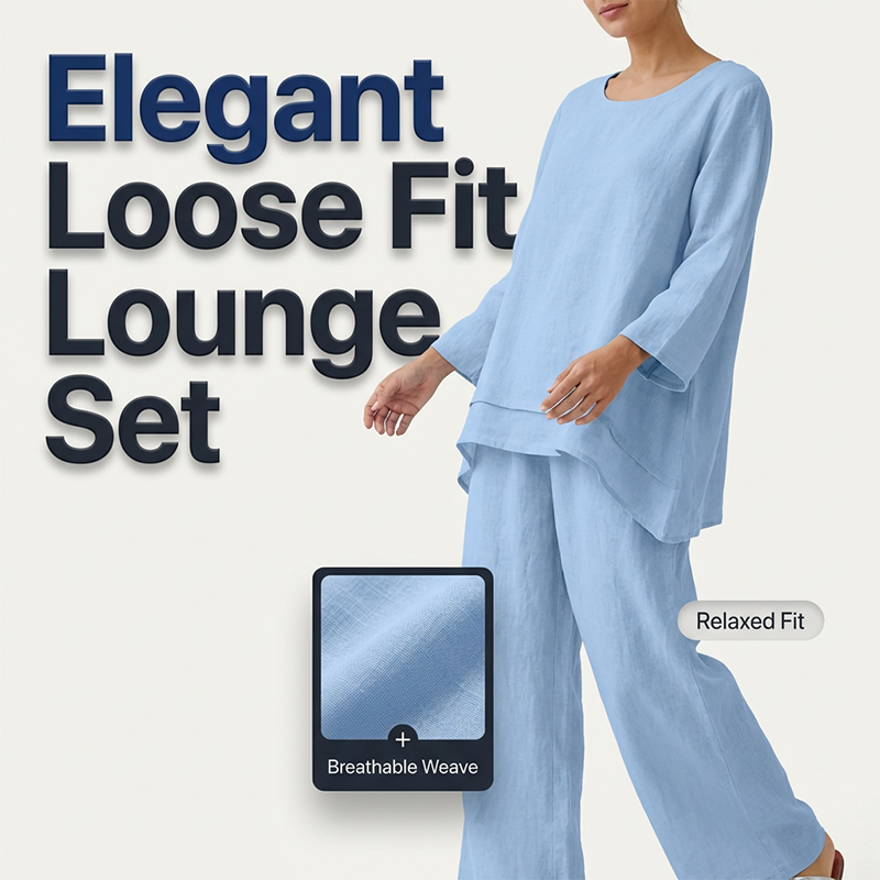 📢📢50% OFF !! ⏰Casual Loose Fit Tunic Top and Wide Leg Pants Set
