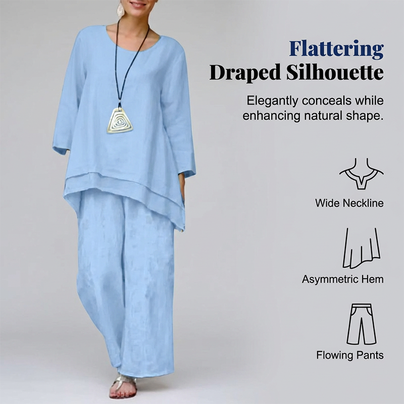 📢📢50% OFF !! ⏰Casual Loose Fit Tunic Top and Wide Leg Pants Set
