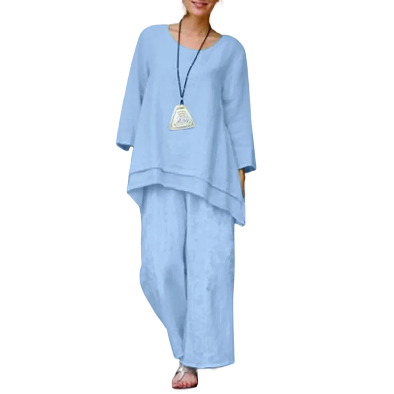 📢📢50% OFF !! ⏰Casual Loose Fit Tunic Top and Wide Leg Pants Set