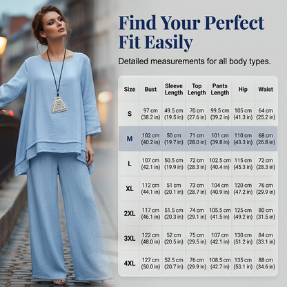 📢📢50% OFF !! ⏰Casual Loose Fit Tunic Top and Wide Leg Pants Set
