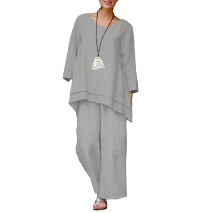 📢📢50% OFF !! ⏰Casual Loose Fit Tunic Top and Wide Leg Pants Set