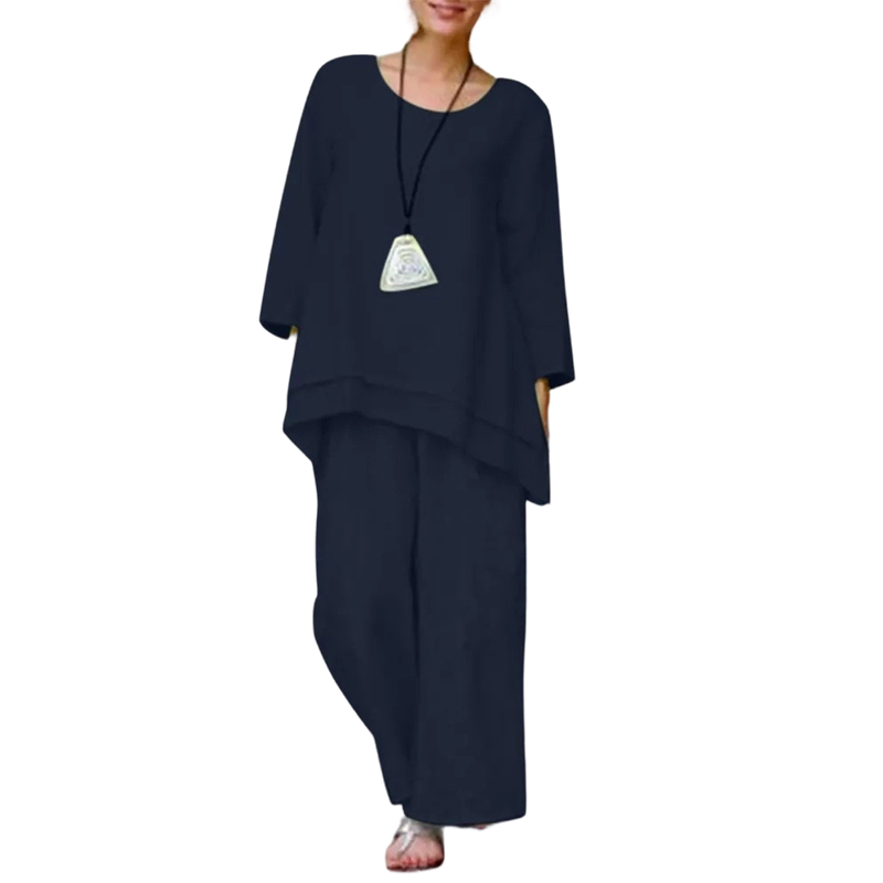 📢📢50% OFF !! ⏰Casual Loose Fit Tunic Top and Wide Leg Pants Set