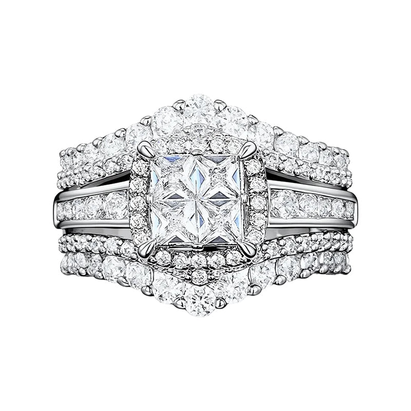 💍 LIMITED-TIME 50% OFF! 💥 Women's Princess Cut Cubic Zirconia Filled Ring – Pave Setting, Multi-Layer Band, Sparkle ✨