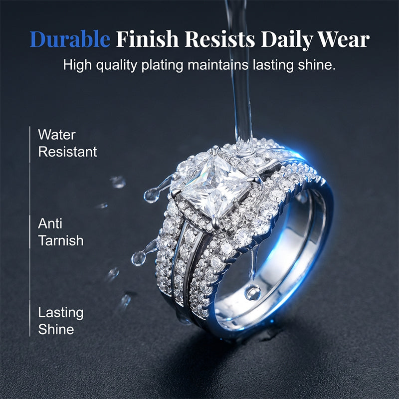 💍 LIMITED-TIME 50% OFF! 💥 Women's Princess Cut Cubic Zirconia Filled Ring – Pave Setting, Multi-Layer Band, Sparkle ✨