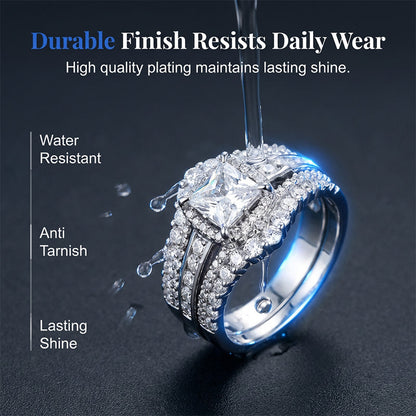 💍 LIMITED-TIME 50% OFF! 💥 Women's Princess Cut Cubic Zirconia Filled Ring – Pave Setting, Multi-Layer Band, Sparkle ✨