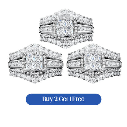 💍 LIMITED-TIME 50% OFF! 💥 Women's Princess Cut Cubic Zirconia Filled Ring – Pave Setting, Multi-Layer Band, Sparkle ✨