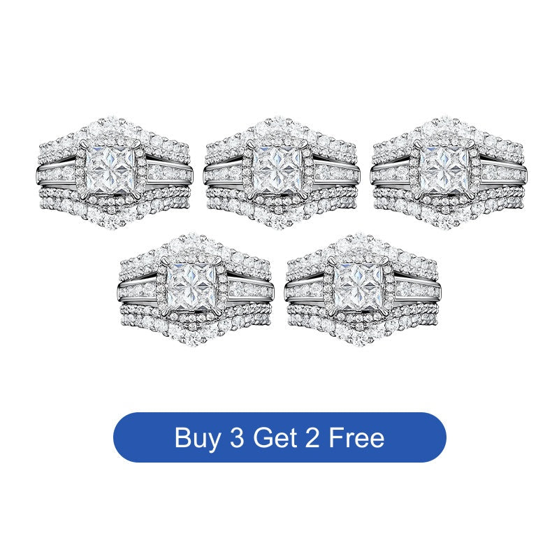 💍 LIMITED-TIME 50% OFF! 💥 Women's Princess Cut Cubic Zirconia Filled Ring – Pave Setting, Multi-Layer Band, Sparkle ✨