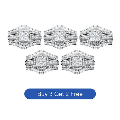 💍 LIMITED-TIME 50% OFF! 💥 Women's Princess Cut Cubic Zirconia Filled Ring – Pave Setting, Multi-Layer Band, Sparkle ✨