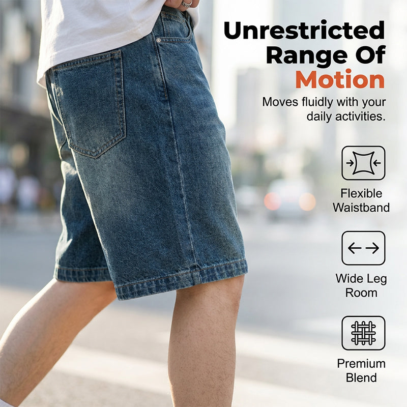🩳 50% OFF NOW! 👖 Men's Vintage Relaxed Fit Denim Shorts – Premium Washed Denim, Deep Pockets & Streetwear Style ✨