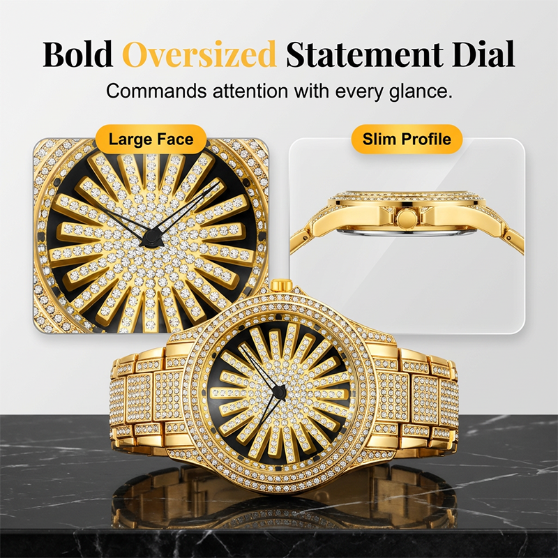 ⌚ LIMITED TIME: 50% OFF! 🔥 Men's Iced-Out Watch with Rotating Dial – Sparkling Crystals, Precise Quartz & Butterfly Clasp ✨