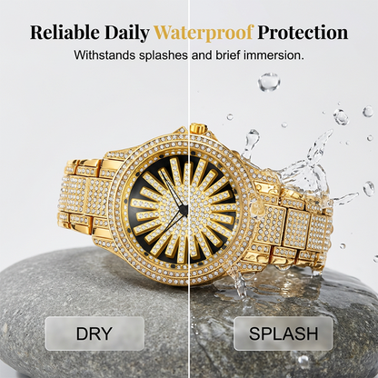 ⌚ LIMITED TIME: 50% OFF! 🔥 Men's Iced-Out Watch with Rotating Dial – Sparkling Crystals, Precise Quartz & Butterfly Clasp ✨
