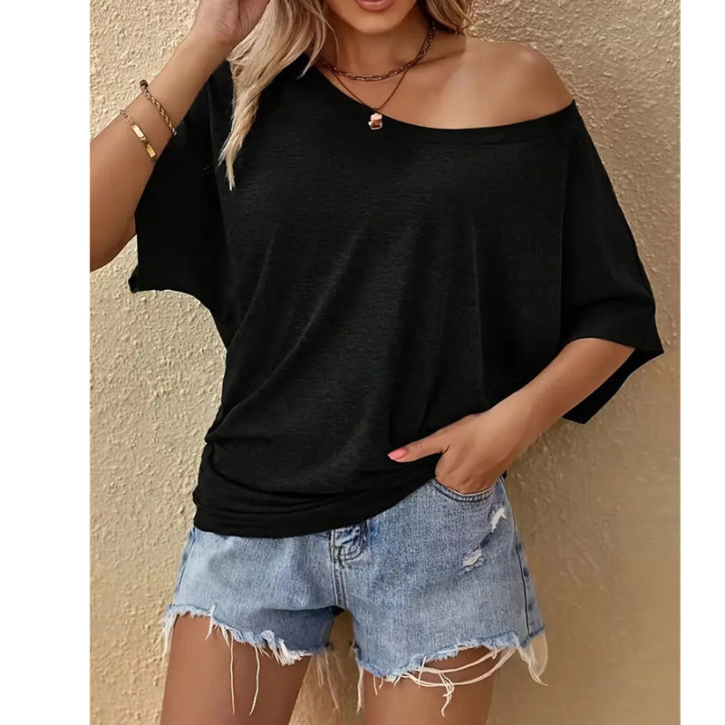 Women's Casual Off-Shoulder Short Sleeve T-Shirt