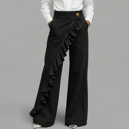 ⏳Limited-time 50% off⏰Women’s Asymmetrical Ruffle Wide-Leg Denim Pants👖