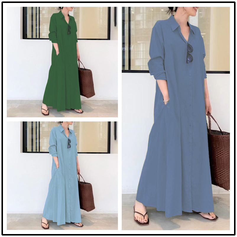📢📢50% OFF !! ⏰Long-Solid, Simple and Long-Coloured Sleeve Dress