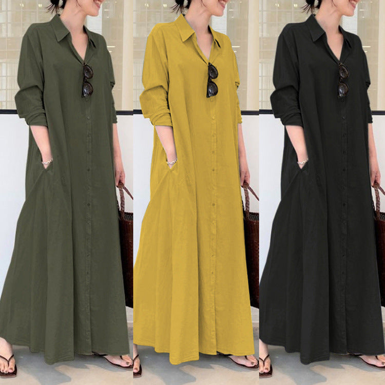 📢📢50% OFF !! ⏰Long-Solid, Simple and Long-Coloured Sleeve Dress