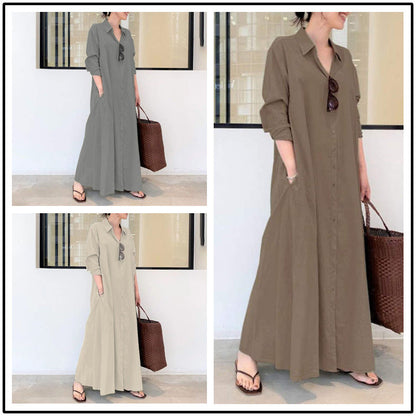 📢📢50% OFF !! ⏰Long-Solid, Simple and Long-Coloured Sleeve Dress