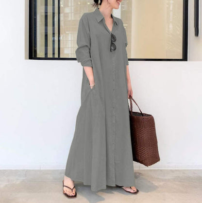 📢📢50% OFF !! ⏰Long-Solid, Simple and Long-Coloured Sleeve Dress