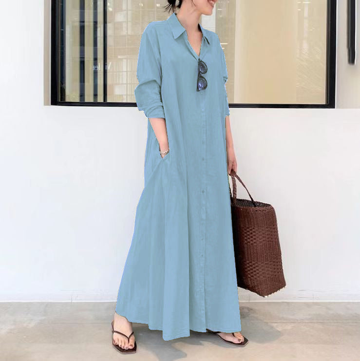 📢📢50% OFF !! ⏰Long-Solid, Simple and Long-Coloured Sleeve Dress