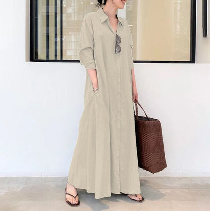 📢📢50% OFF !! ⏰Long-Solid, Simple and Long-Coloured Sleeve Dress