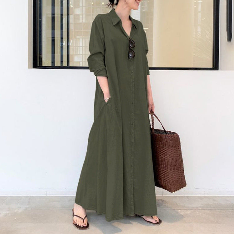 📢📢50% OFF !! ⏰Long-Solid, Simple and Long-Coloured Sleeve Dress