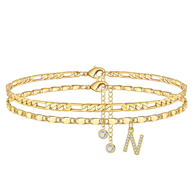 👣 LIMITED TIME 50% OFF! ✨ Layered Gold Ankle Bracelet for Women – Rhinestone, Adjustable, Beach Jewelry 🏖️