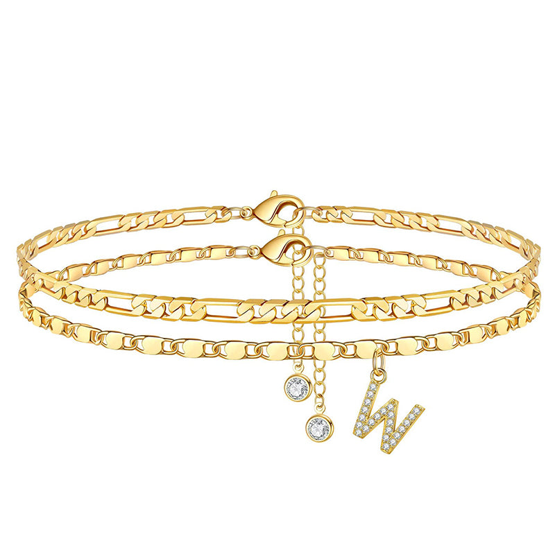 👣 LIMITED TIME 50% OFF! ✨ Layered Gold Ankle Bracelet for Women – Rhinestone, Adjustable, Beach Jewelry 🏖️