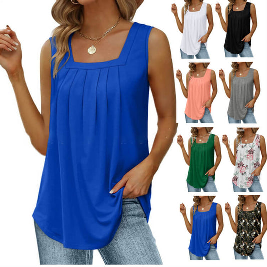 📢📢46% OFF !! ⏰Women's Square Neck Sleeveless Vest T-Shirt