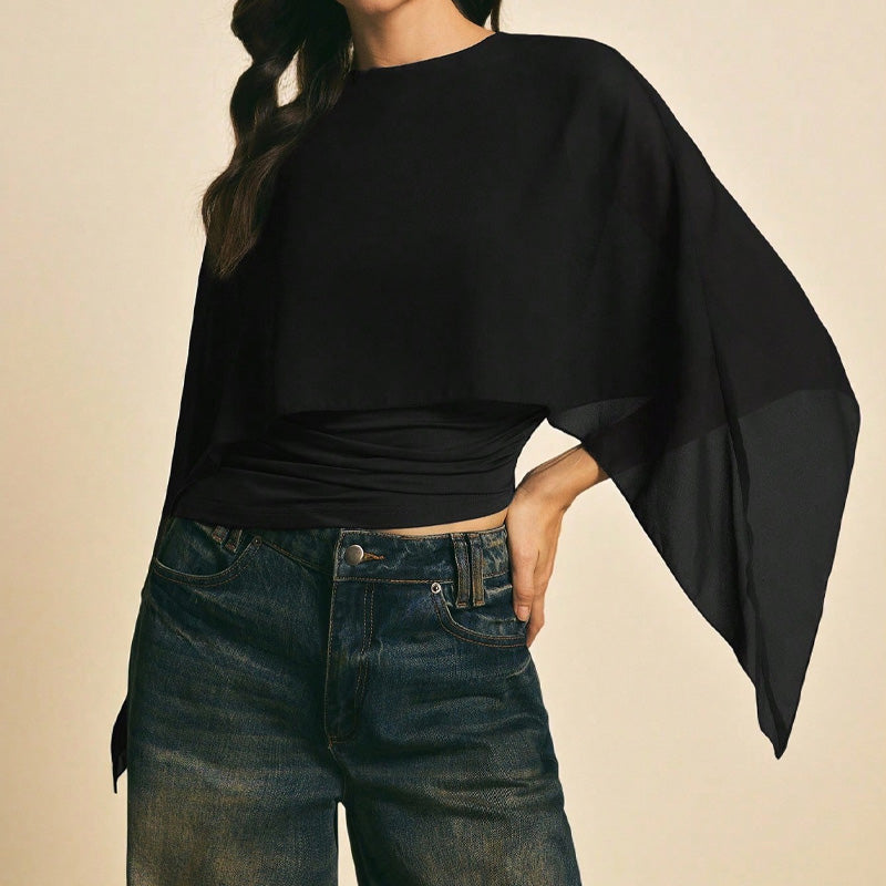 📢📢50% OFF !! ⏰Women's Elegant Chiffon Cape Sleeve Top