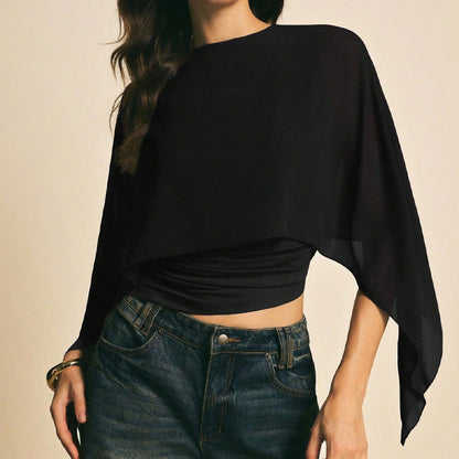 📢📢50% OFF !! ⏰Women's Elegant Chiffon Cape Sleeve Top
