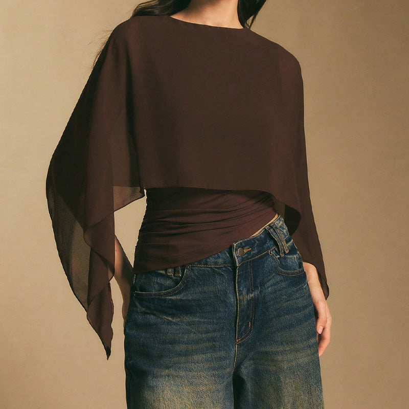📢📢50% OFF !! ⏰Women's Elegant Chiffon Cape Sleeve Top
