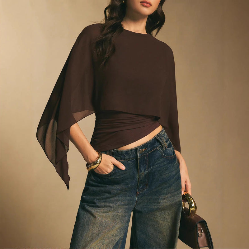 📢📢50% OFF !! ⏰Women's Elegant Chiffon Cape Sleeve Top