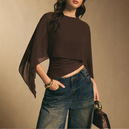 📢📢50% OFF !! ⏰Women's Elegant Chiffon Cape Sleeve Top