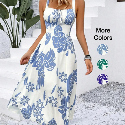 📢📢48% OFF !! ⏰Women's Floral Print Spaghetti Strap Dress🌿👗